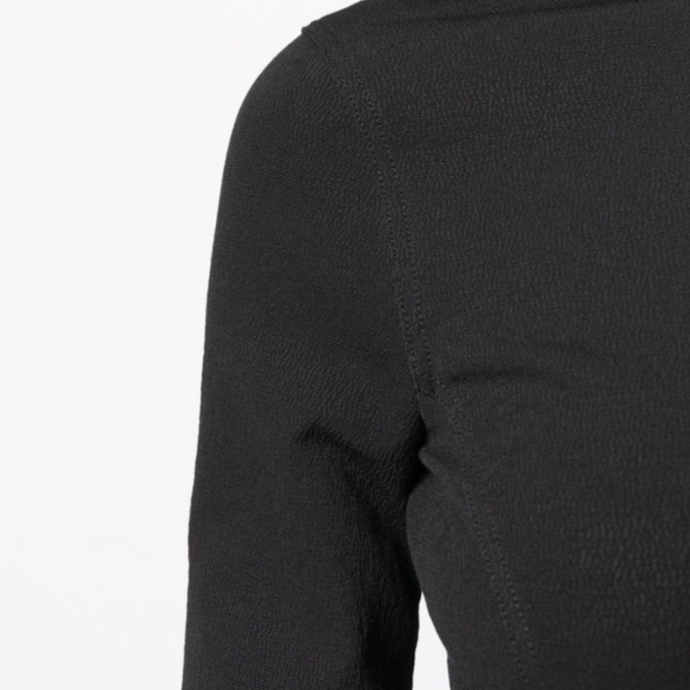 RICK OWENS Long Sleeve Bodycon Midi Cut Out Back Black Stretch Dress Size 6 - Picture 13 of 15